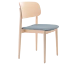 Cizeta Grado 2541 hospitality chair in front-right view light timber frame and upholstered seat.