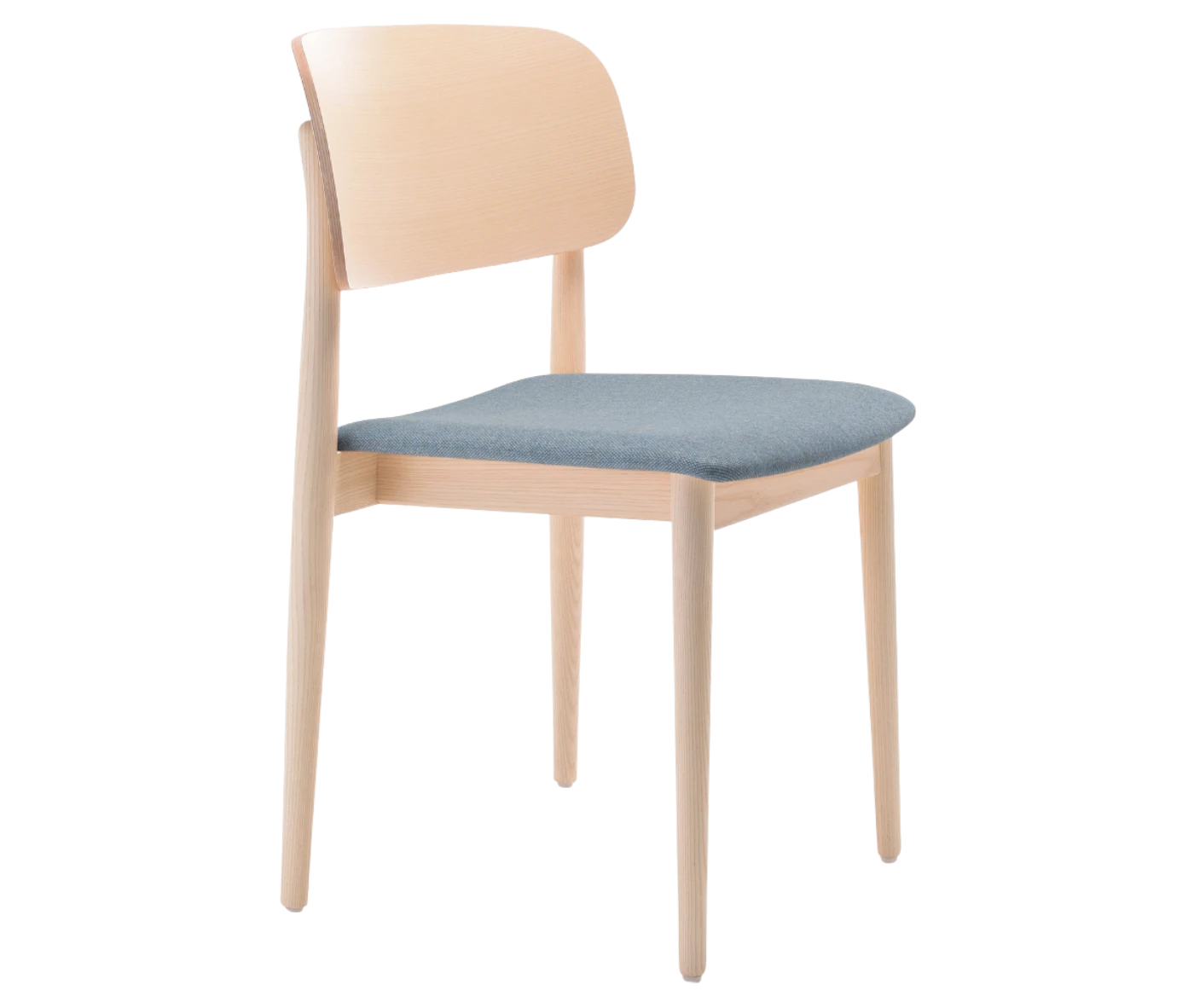 Cizeta Grado 2541 hospitality chair in front-right view light timber frame and upholstered seat.