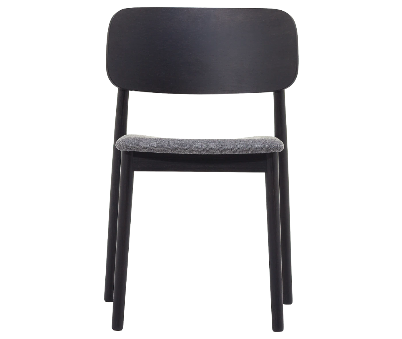 Cizeta Grado 2541 hospitality chair in front view black timber frame and upholstered seat.