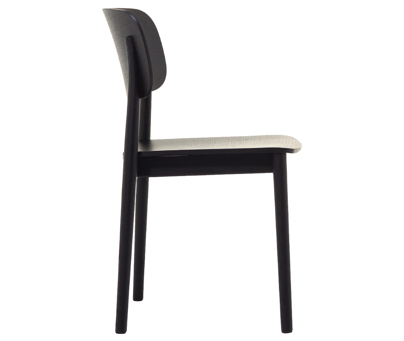 Cizeta Grado 2541 hospitality chair in right-side view black timber frame and rounded-rectangular backrest.