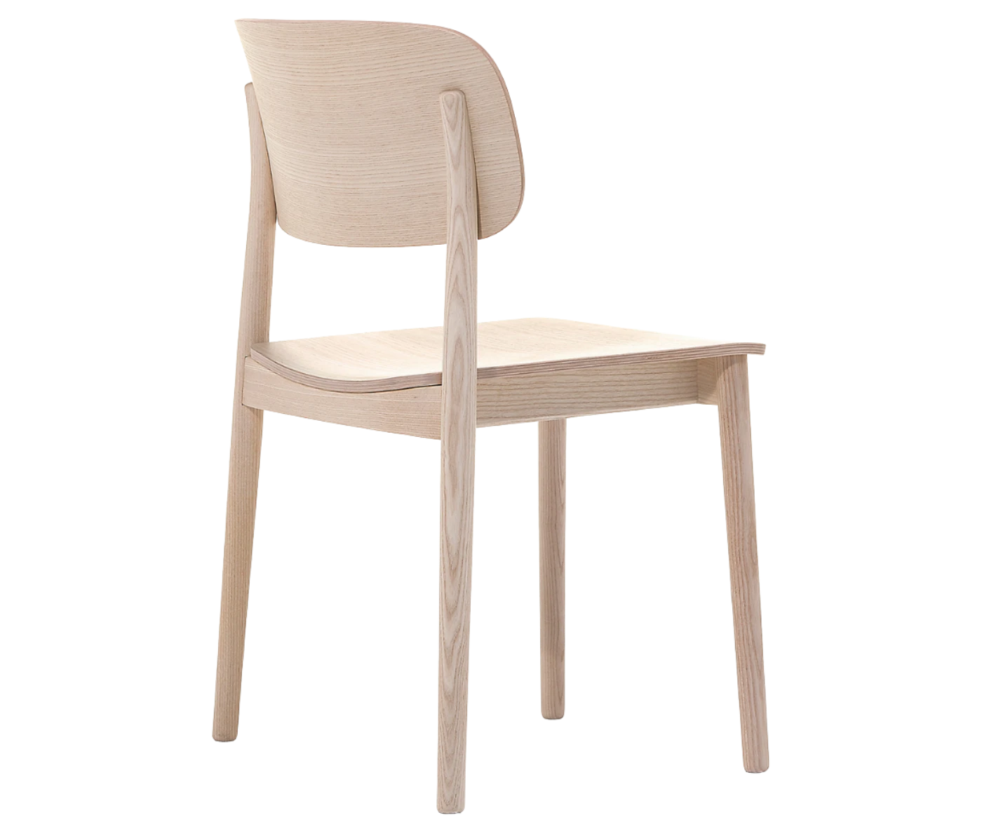 Cizeta Grado 2541 hospitality chair in back view light timber frame and rounded-rectangle backrest.