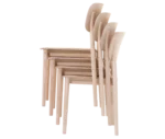 Cizeta Grado 2541 hospitality chairs shown stacked in left-side view in light ash timber.