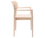 Cizeta Grado 2542 hospitality chair in left-side view light timber frame, armrests, and backrest.