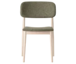 Cizeta Grado 2544 hospitality chair in frontview, timber frame, grey upholstered seat and backrest.