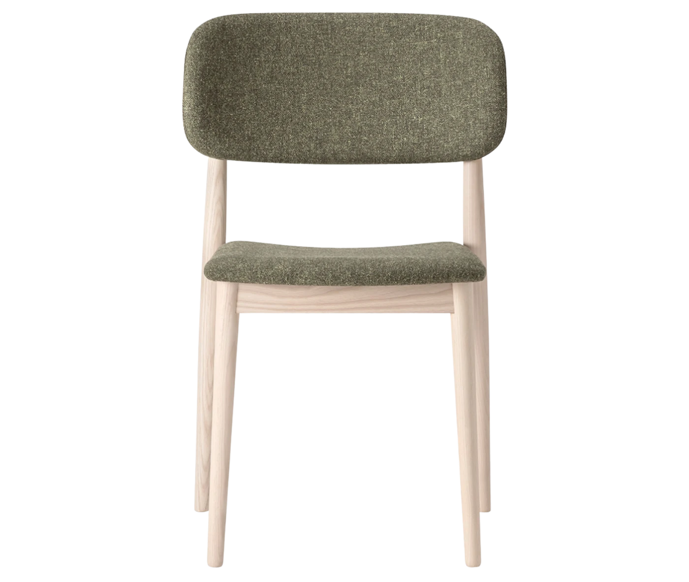 Cizeta Grado 2544 hospitality chair in frontview, timber frame, grey upholstered seat and backrest.