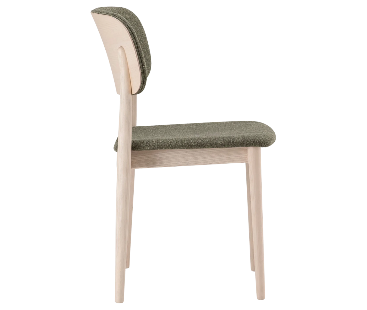 Cizeta Grado 2544 hospitality chair in left-side view, timber frame, upholstered seat and backrest.