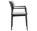 Cizeta Grado 2544 chair in left-side view, black timber frame, grey upholstered seat and backrest, with armrest.