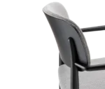 Detail of Cizeta Grado 2545 black timber frame and grey upholstered backseat.