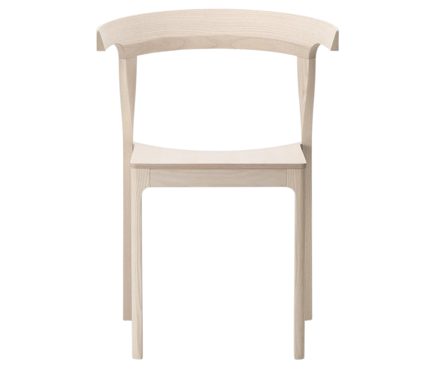 Cizeta Torso chair in front view crafted entirely from timber frame and curved backrest.