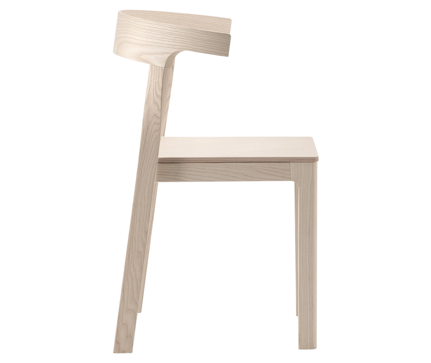 Cizeta Torso chair in lefit-side view crafted entirely from timber frame and curved backrest.