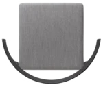 Top-view of Cizeta Torso grey upholstered seat and black cruved backrest.