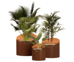 Mazu Cubitus Rectangle planter with tapered form, olive green finish and integrated Luminor lights.
