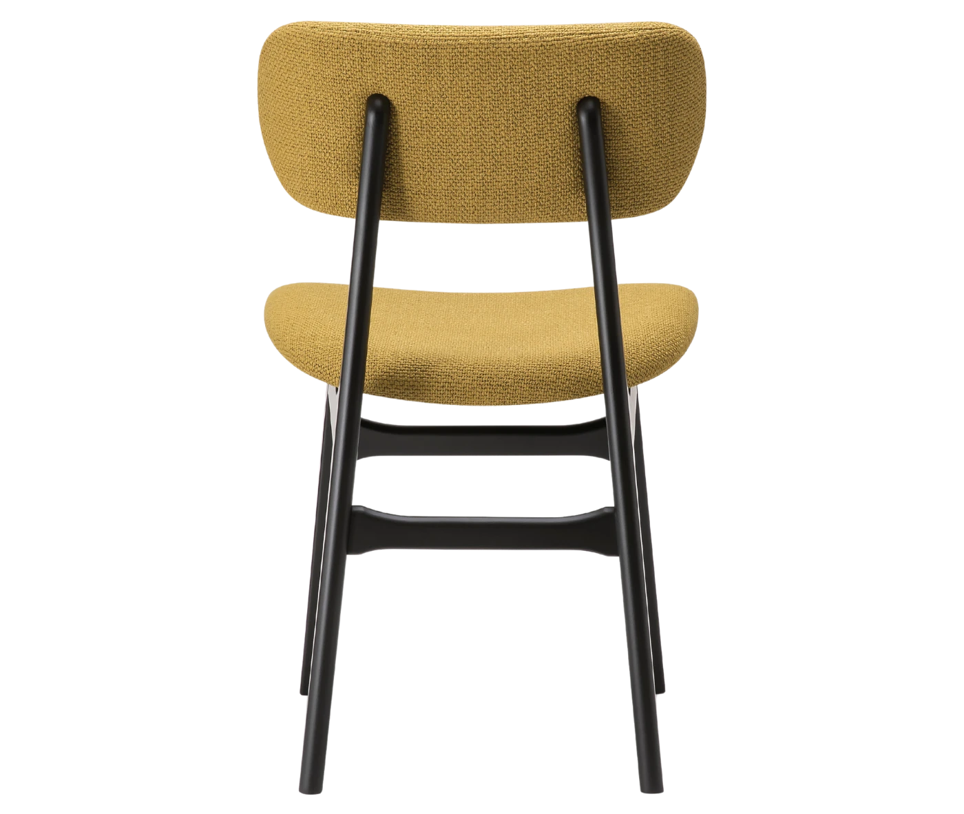 P4 Annalisa C2 hospitality chair in back view, upholstered backrest and seat, and dark timber frame.