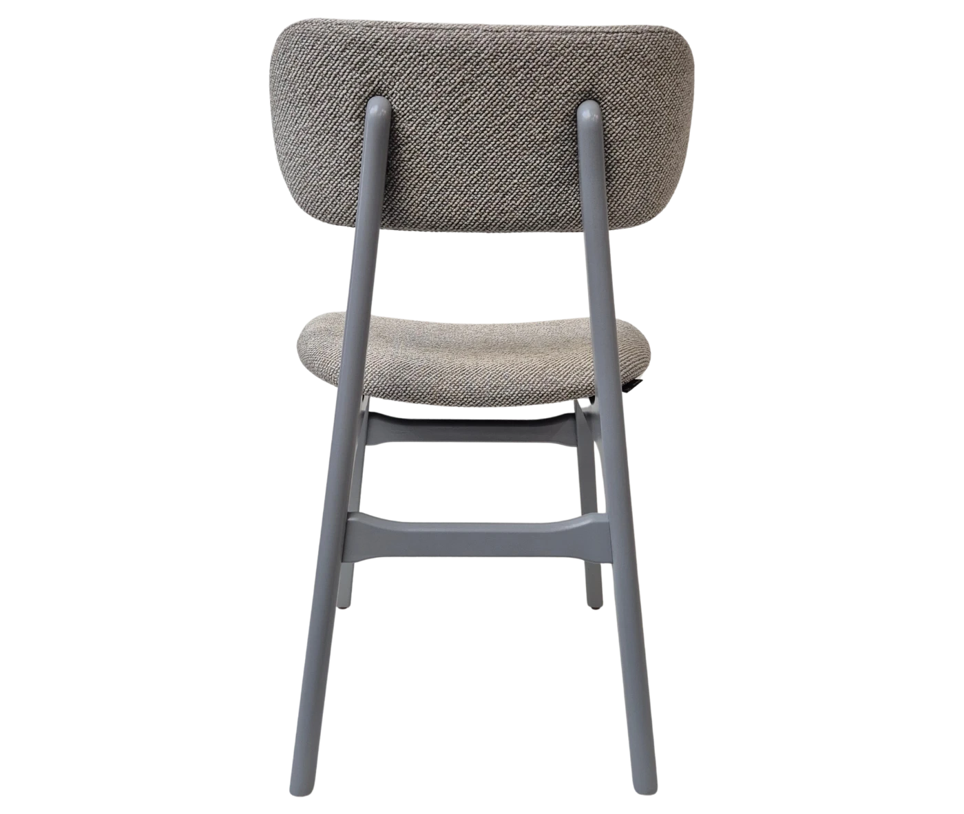 P4 Annalisa C2 hospitality chair in back view, grey upholstered seat, and timber frame.