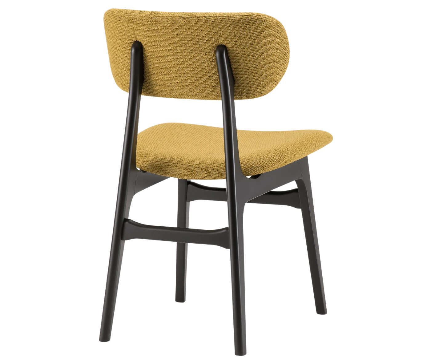 P4 Annalisa C2 hospitality chair in back-right view, upholstered backrest and seat, and dark timber frame.
