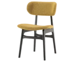 P4 Annalisa C2 hospitality chair in front-left view, upholstered backrest and seat, and dark timber frame.