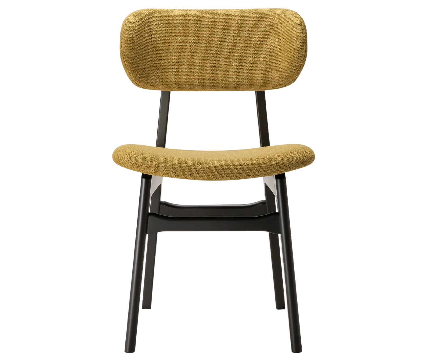 P4 Annalisa C2 hospitality chair in front view, upholstered backrest and seat, and dark timber frame.