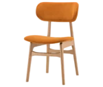 P4 Annalisa C2 hospitality chair in front-left view, orange upholstered seat, and timber frame.