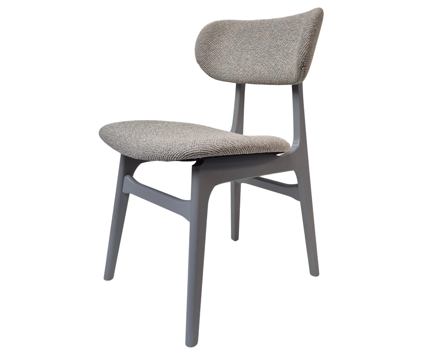P4 Annalisa C2 hospitality chair in front-left view, grey upholstered seat, and timber frame.