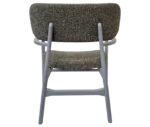 P4 Annalisa L2 lounge chair in back view, dark upholstered seat and backrest, and timber frame.