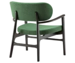 P4 Annalisa L2 lounge chair in rear view, upholstered seat and backrest, and dark timber frame.