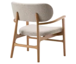 P4 Annalisa L2 lounge chair in rear view, white upholstered seat and backrest, and timber frame.