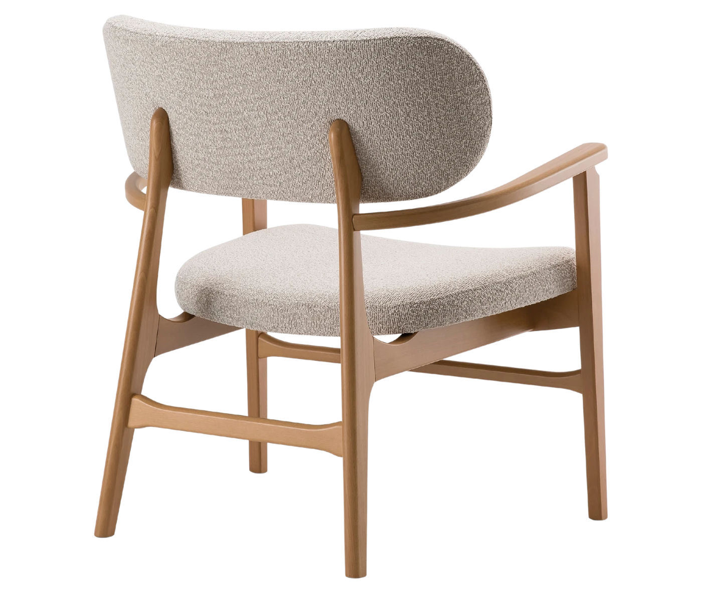 P4 Annalisa L2 lounge chair in rear view, white upholstered seat and backrest, and timber frame.