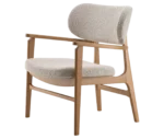 P4 Annalisa L2 lounge chair in front-left view, white upholstered seat and backrest, and timber frame.