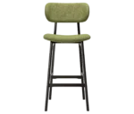 P4 Annalisa S2 stool in front view, upholstered seat and backrest, and dark timber frame.