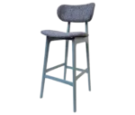 P4 Annalisa S2 stool in front-right view, dark upholstered seat and backrest, and timber frame.