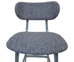 Close-up of P4 Annalisa S2 stool in front view, dark upholstered seat and backrest, and timber frame.