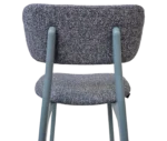 Detail view of P4 Annalisa S2 stool, dark upholstered seat and backrest with timber frame.