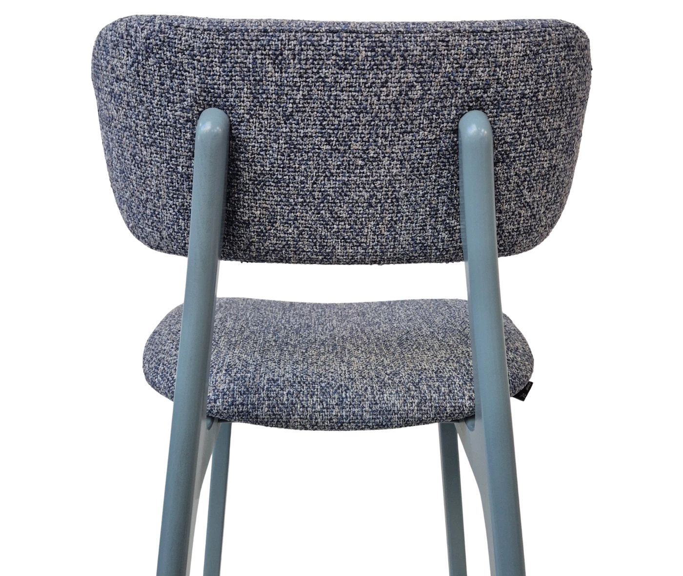 Detail view of P4 Annalisa S2 stool, dark upholstered seat and backrest with timber frame.