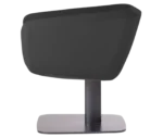 True Arca lounge chair, left-side view with a side table fully upholstered wraparound shell and metal base plate
