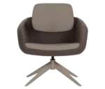 True Arca lounge chair, front view with floating backrest, dark shell, and swivel base.