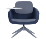 True Arca lounge chair, front view with floating backrest, upholstered shell, and integrated side table.