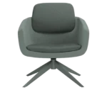 True Arca lounge chair, front view with floating backrest, upholstered shell, and swivel base.