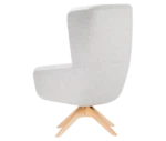 True Arca high-back chair, back view with a high grey wraparound shell and timber swivel base.