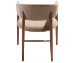 True Aura lounge chair in back view, with light timber frame and upholstered seat and backrest.