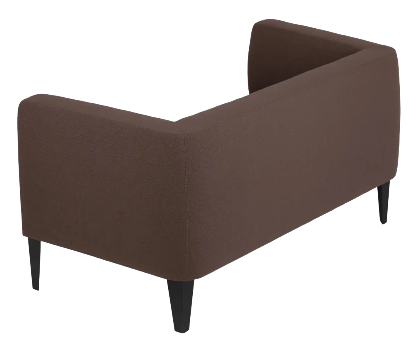 True Biblis BB2 sofa, back view with dark upholstery and metal legs.