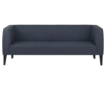 True Biblis BB3 wide sofa, front view with dark blue upholstery and metal legs.