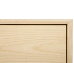 Detail of True Blade low storage cabinet with light timber frame.