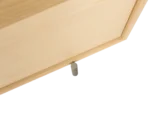 Detail of True Blade low storage cabinet with light timber frame and slim metal legs.