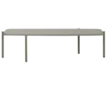 True Blade coffee table, front view with an elongated rectangular grey top and slim metal legs.