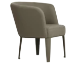 True Clara lounge chair, right-side view with dark upholstery, curved wraparound backrest, and slim legs.
