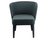 True Clara in front view, dark upholstery, wraparound backrest, and slim legs.