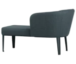 True Clara in left-side view, dark upholstery, wraparound backrest, and slim legs.