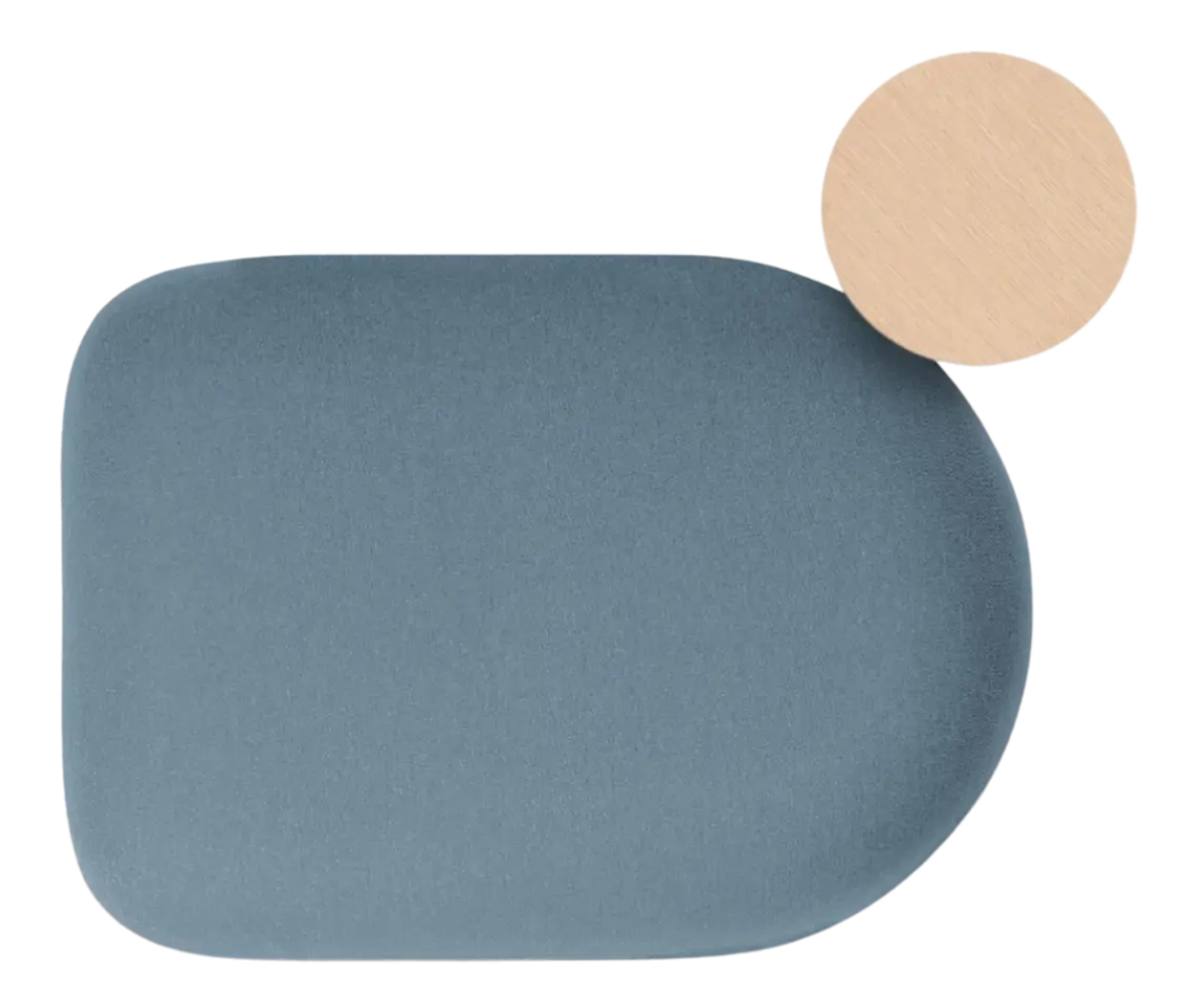 Top view of True Code modular chair with a rounded seat and integrated occasional table on a curved frame.