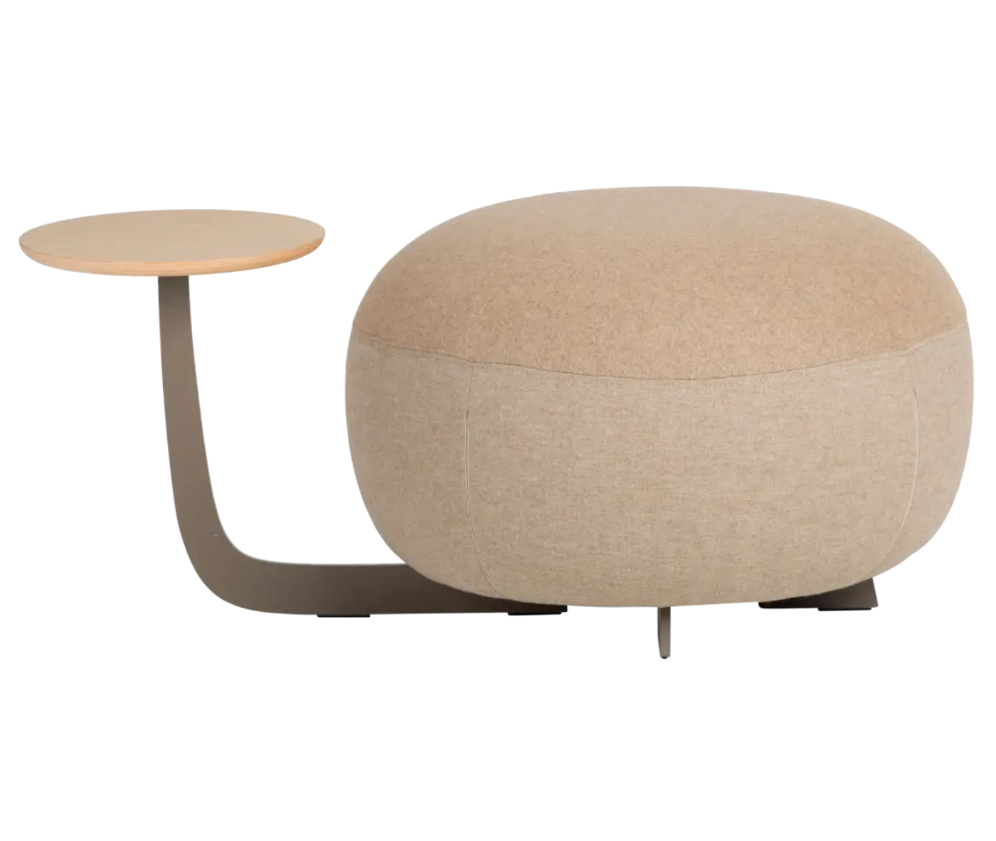 True Code modular chair with a rounded seat and integrated occasional table on a curved frame.