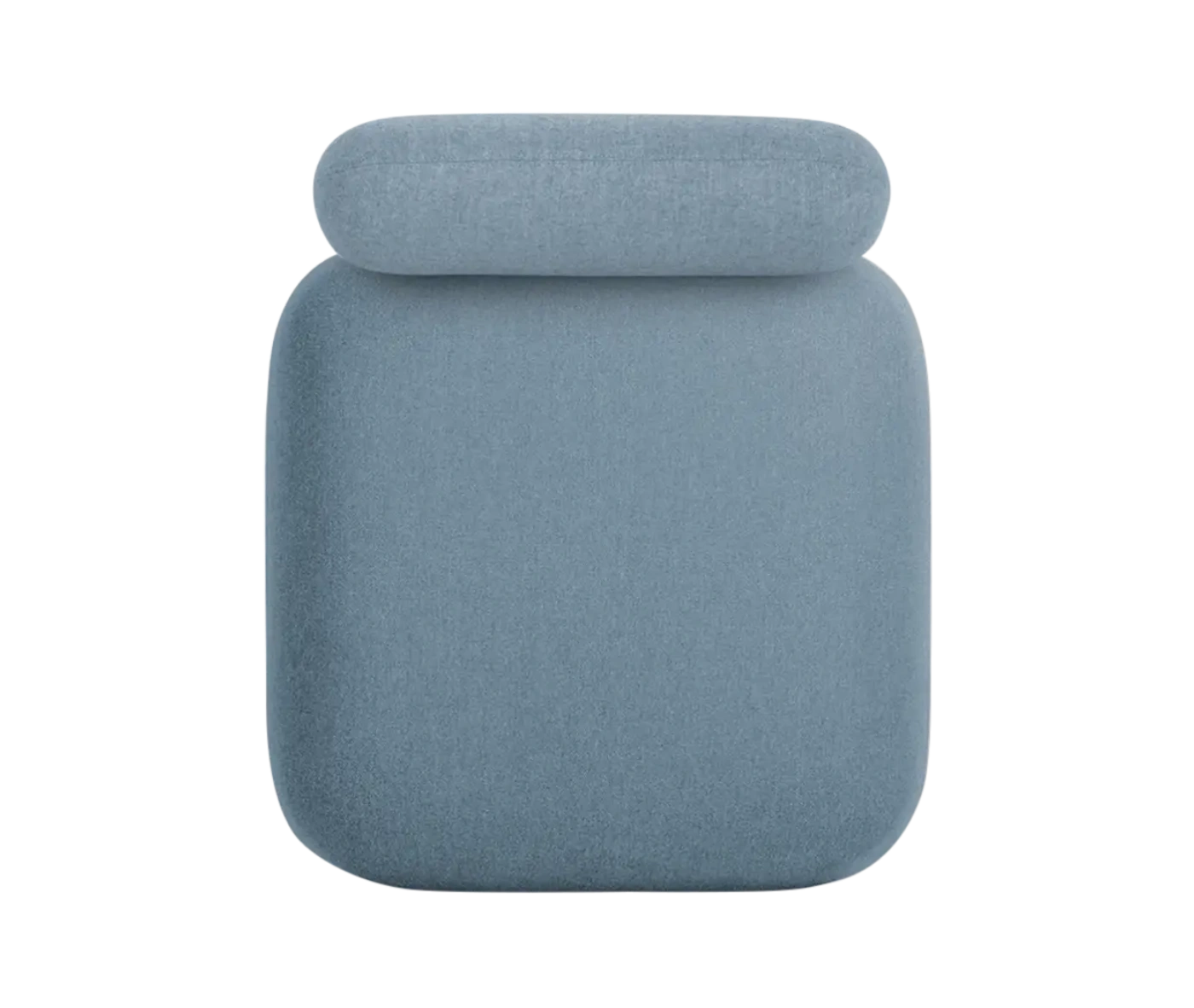 True Code modular seat top view with light blue upholstery, soft rounded form, and backrest.